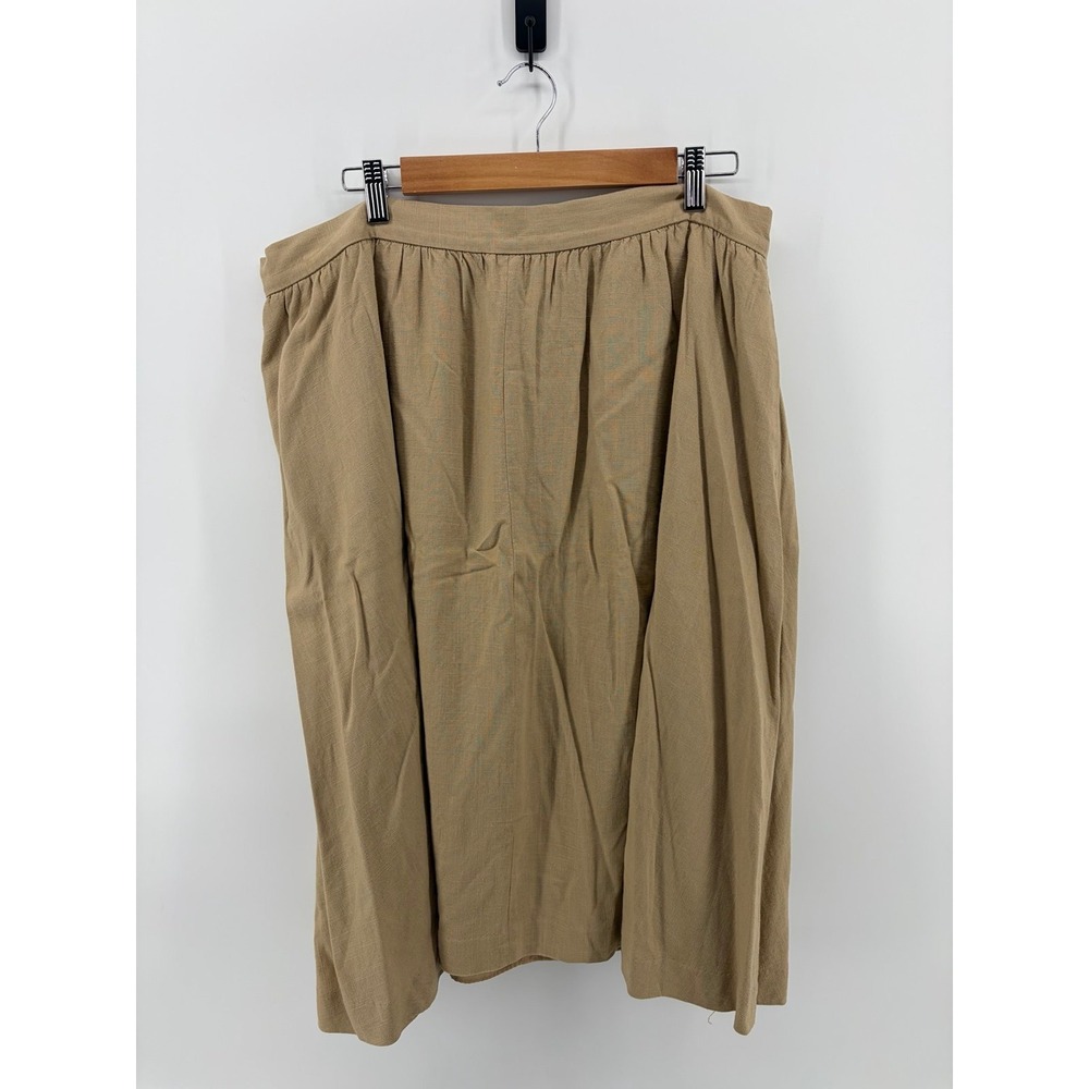 Ann Taylor, Linen Blend, Carmel Colored, Pleated Long Skirt, Women's Size 16P